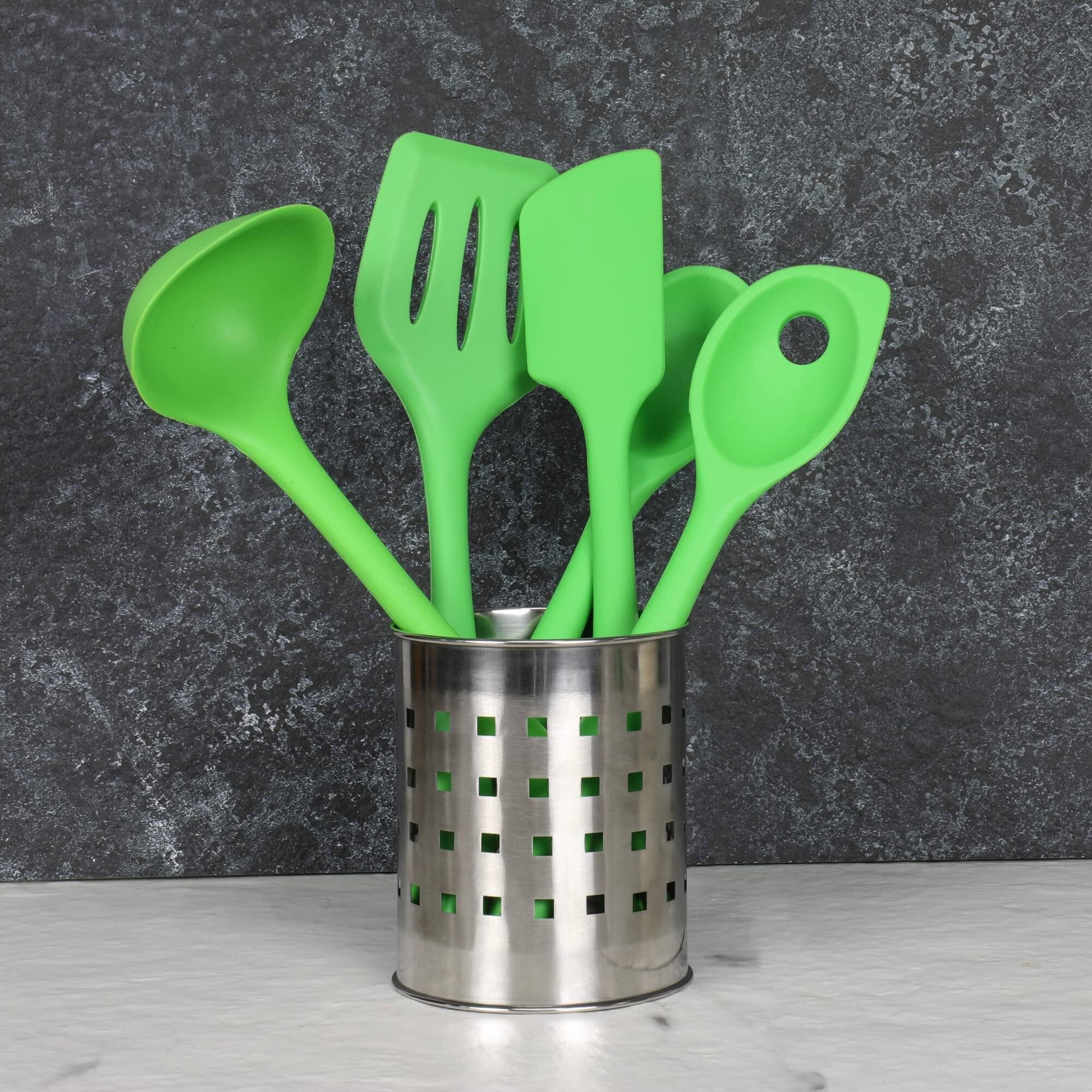 Back. Chef Craft - 11 Piece Premium Silicone Kitchen Tool and Utensil Set - Green - Green.
