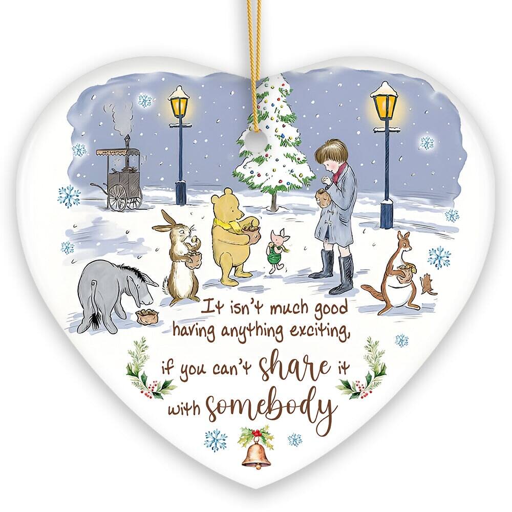 OrnamentallyYou - Excitement Means Little if Not Shared Ornament Pooh and Friends Inspiring Quote Christmas Gift - Multi-colored