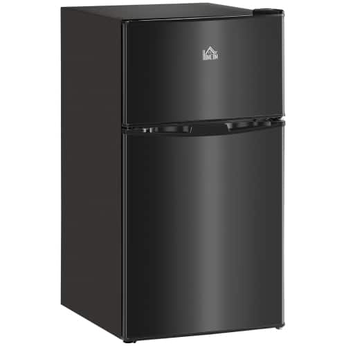 Lycvki - 3.2CuFt Double Door Mini Fridge with Freezer - Black