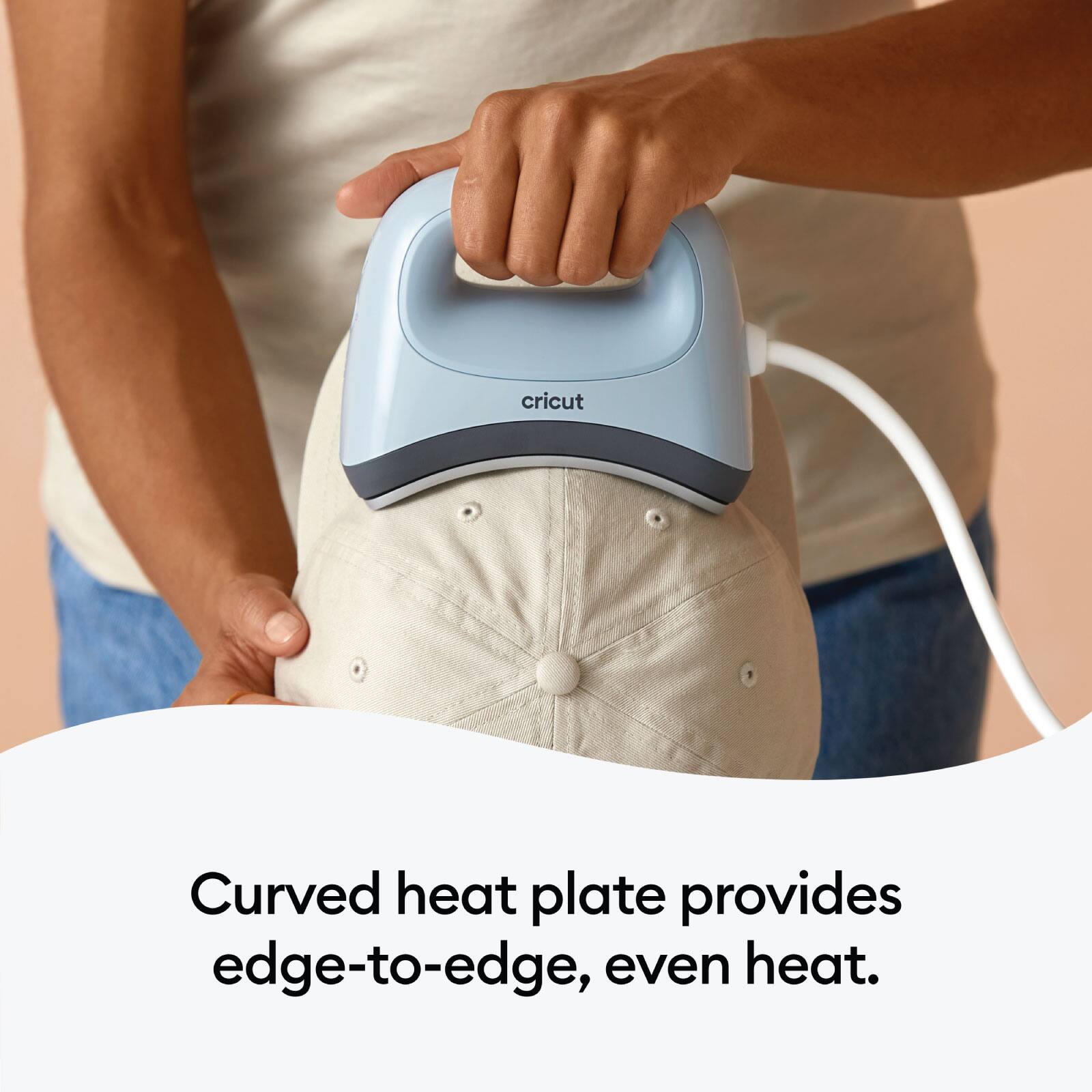Cricut Curved heat plate provides edge-to-edge, even heat.