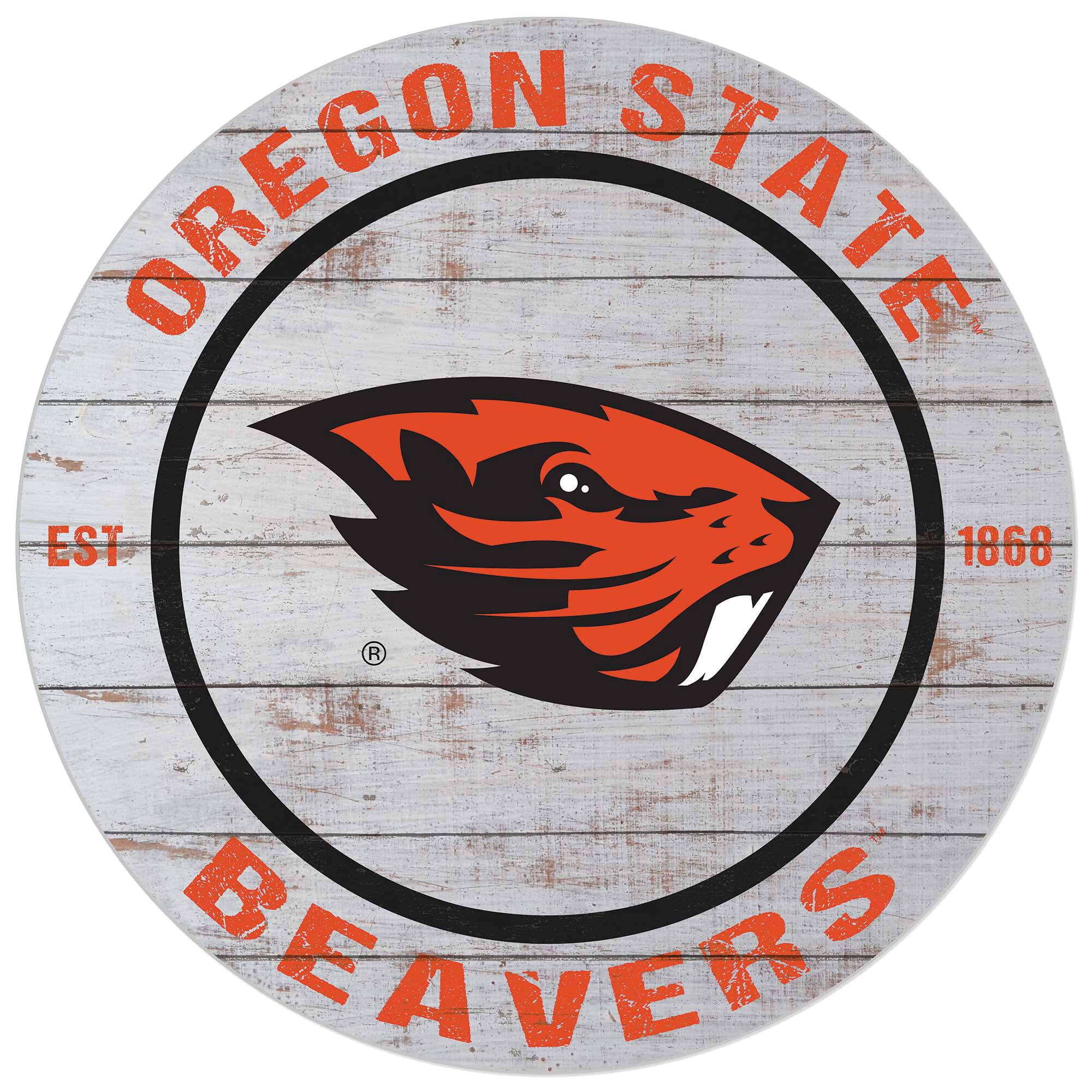 Oregon State Beavers 20'' x 20'' Indoor/Outdoor Weathered Circle Sign