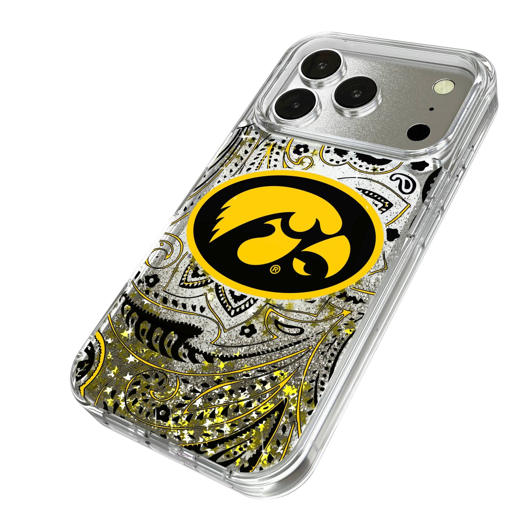 Alt View 1. Keyscaper - Iowa Hawkeyes iPhone Glitter Paisley Design Case - 13 Pro - Multicolor.