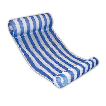 Front. Swim Central - Blue and White Striped Inflatable Water Hammock Swimming Pool Lounger - Blue.
