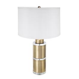 Luckbyte - 15x25.5 Inch Gold White Cylinder Table Lamp With Drum Shade Assembly Required