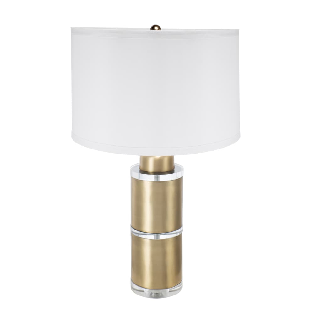 Front. Luckbyte - 15x25.5 Inch Gold White Cylinder Table Lamp With Drum Shade Assembly Required.