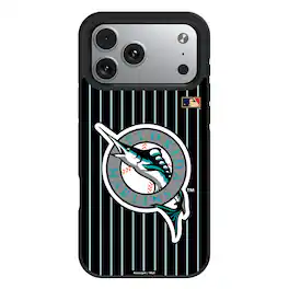 Keyscaper - Cooperstown Teams - Miami Marlins - Florida Marlins Bump Case with 8.2ft Drop Protection - 16 Pro Max - Multicolor