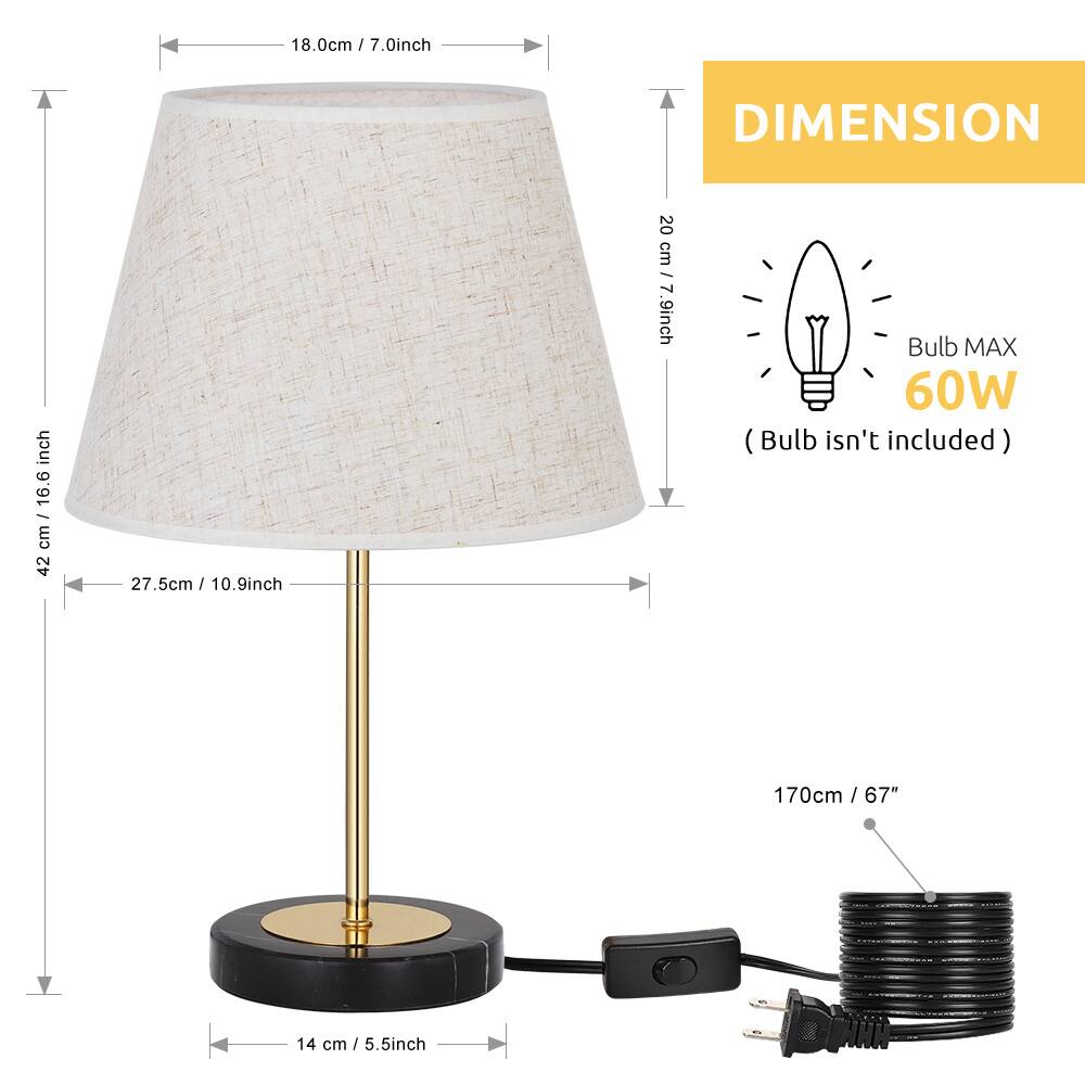 18.0cm / 7.0inch  
DIMENSION  
inch 16.6 / cm 42  
27.5cm / 10.9inch  
20 cm / 7.9inch  
Bulb MAX 60W (Bulb isn't included)  
170cm / 67"  
14 cm / 5.5inch