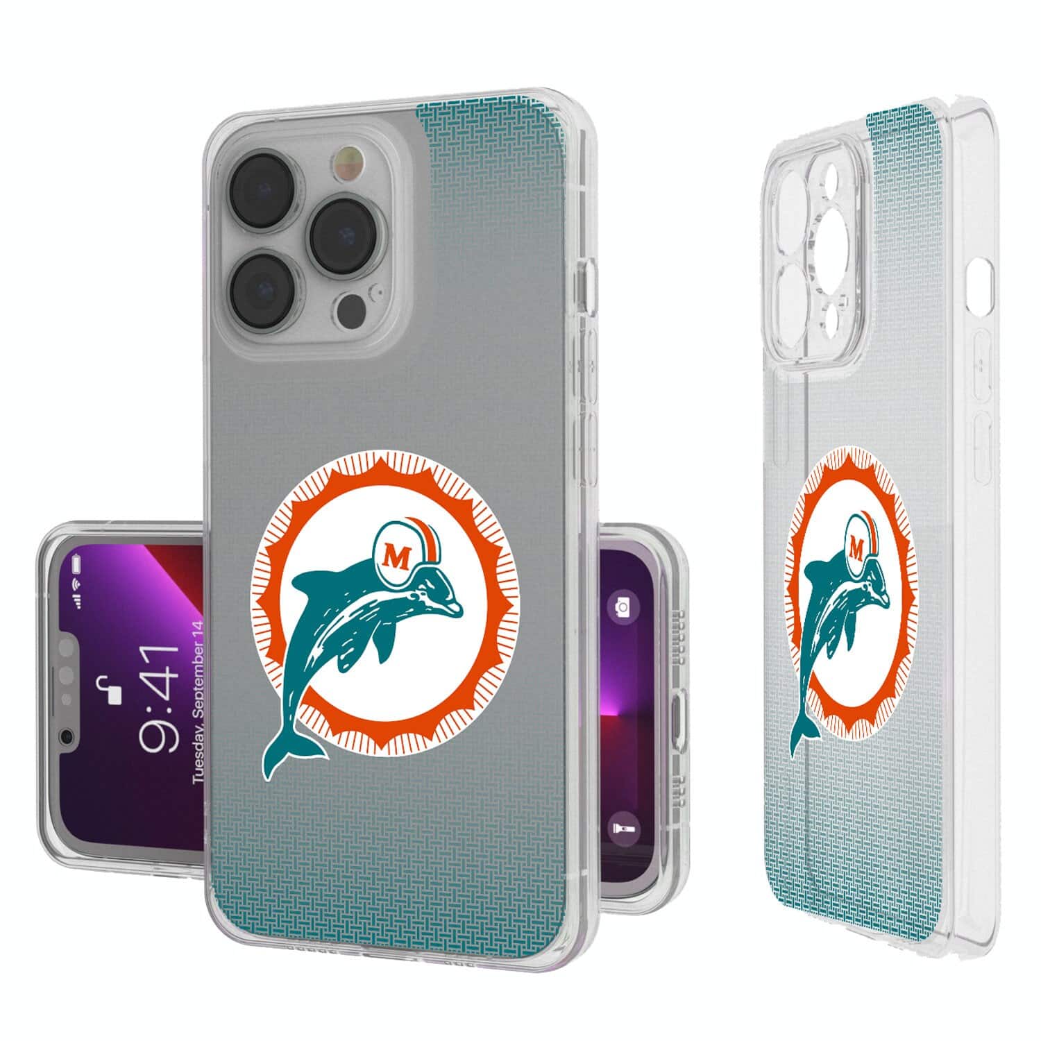 Keyscaper - NFL - Miami Dolphins Linen Logo iPhone Clear Case - 16 Pro - Multicolor