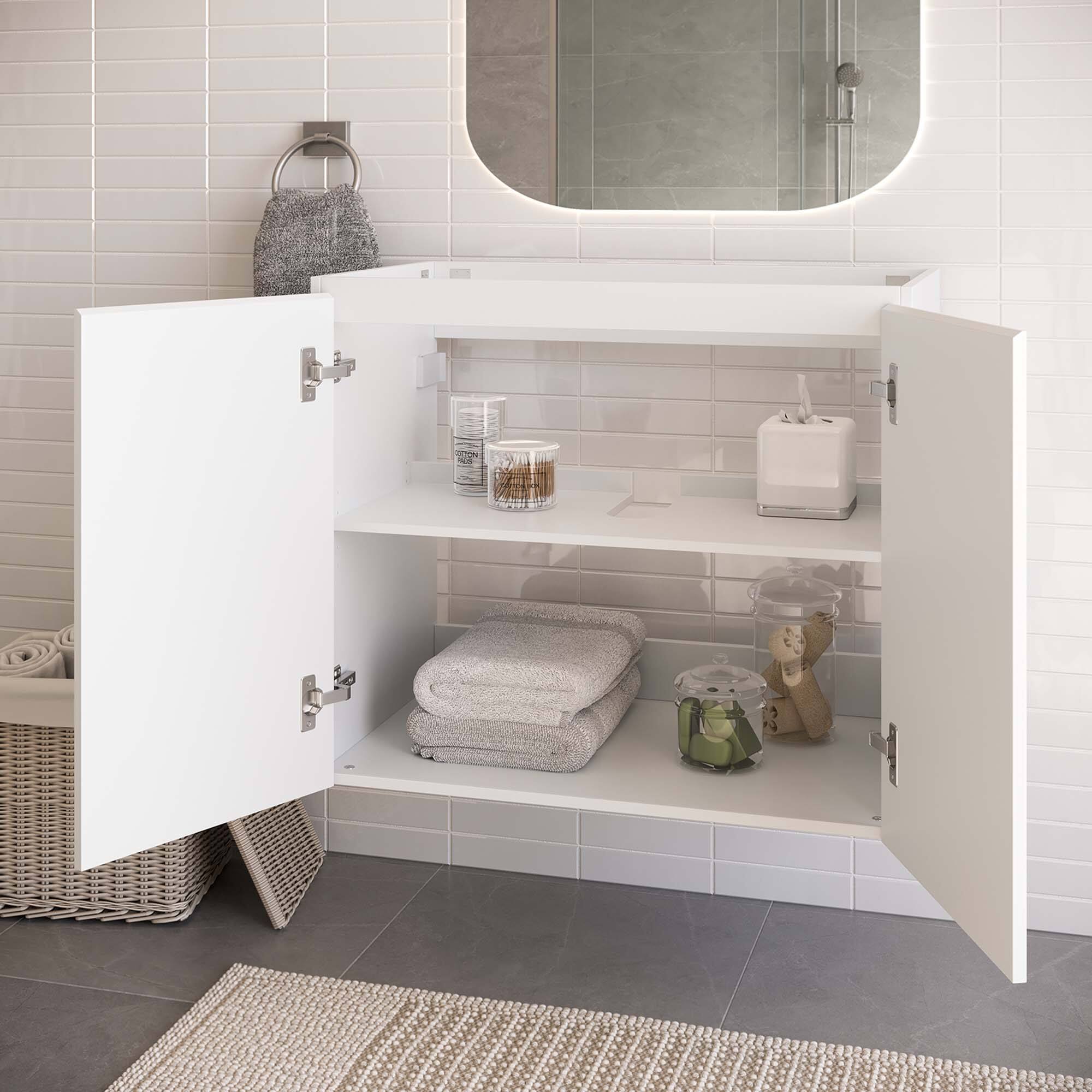 Modway - Bryn Wall-Mount Bathroom Cabinet Basin Not Included - White