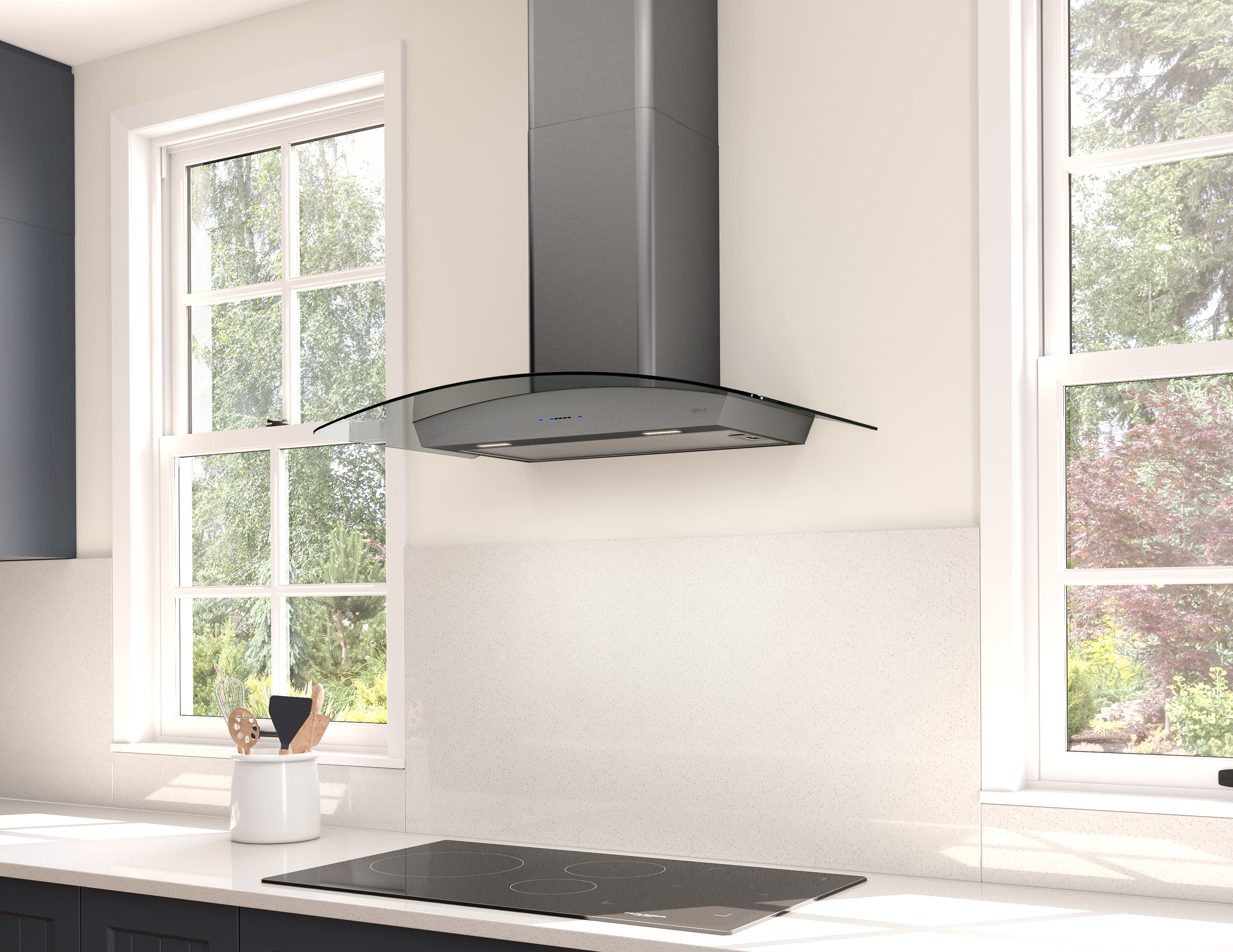 Alt View Zoom 12. Zephyr - 30 inches - Convertible - Wall Range Hood - Black Stainless Steel.