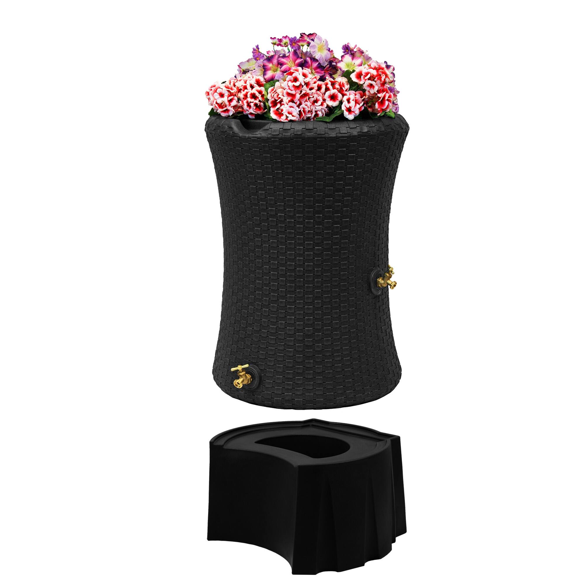 Front. Good Ideas - Good Ideas Impressions 50 Gal Nantucket Rain Barrel Planter, Universal Stand.