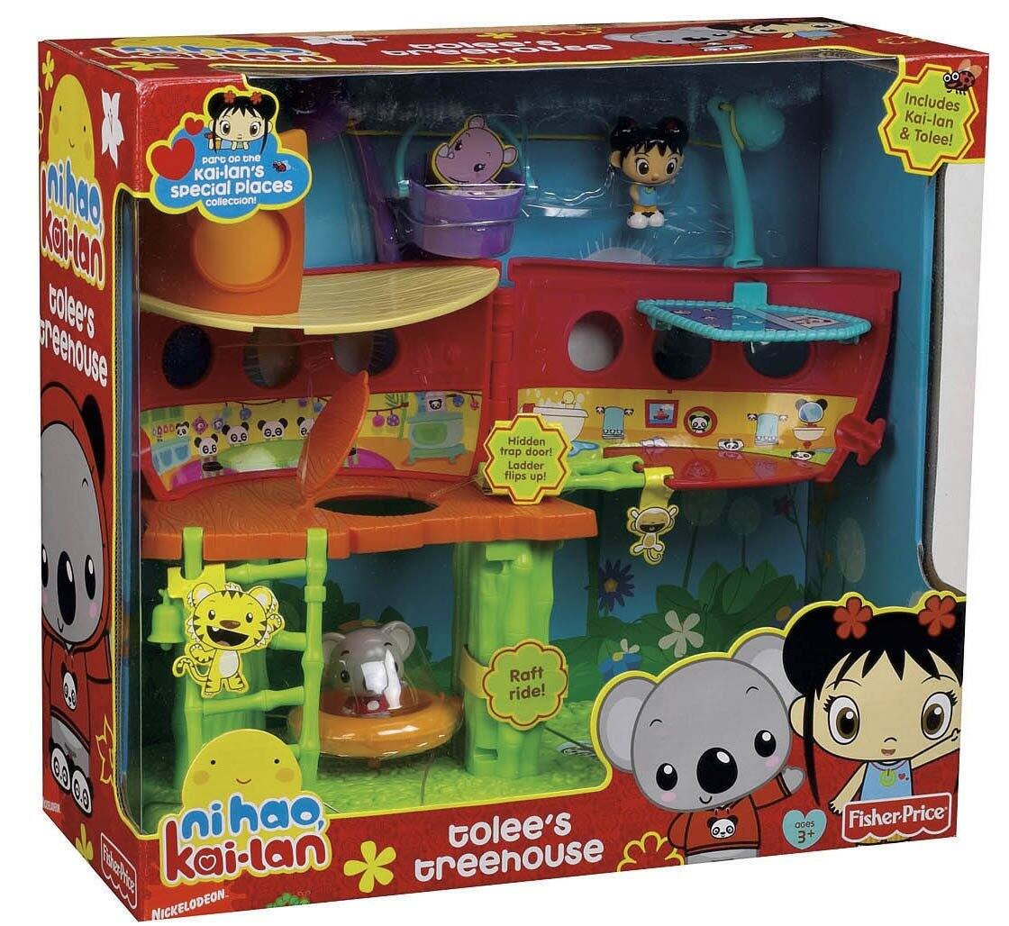 Nihao Kai-Lan Special Places Collection  
Kai-Lan & Tolee's Treehouse  

Includes Kai-Lan & Tolee!  

Hidden Trap Door!  
Ladder Flips Up!  
Raft Ride!  

Fisher-Price  
Nickelodeon  
Ages 3+