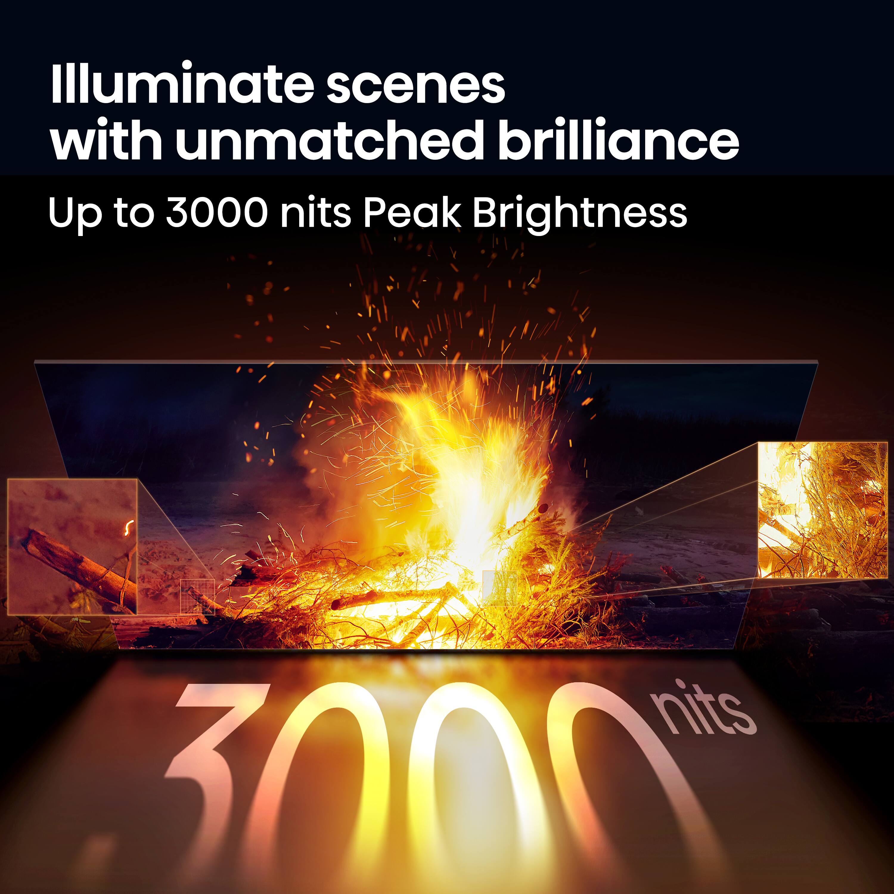 Illuminate scenes with unmatched brilliance  
Up to 3000 nits Peak Brightness