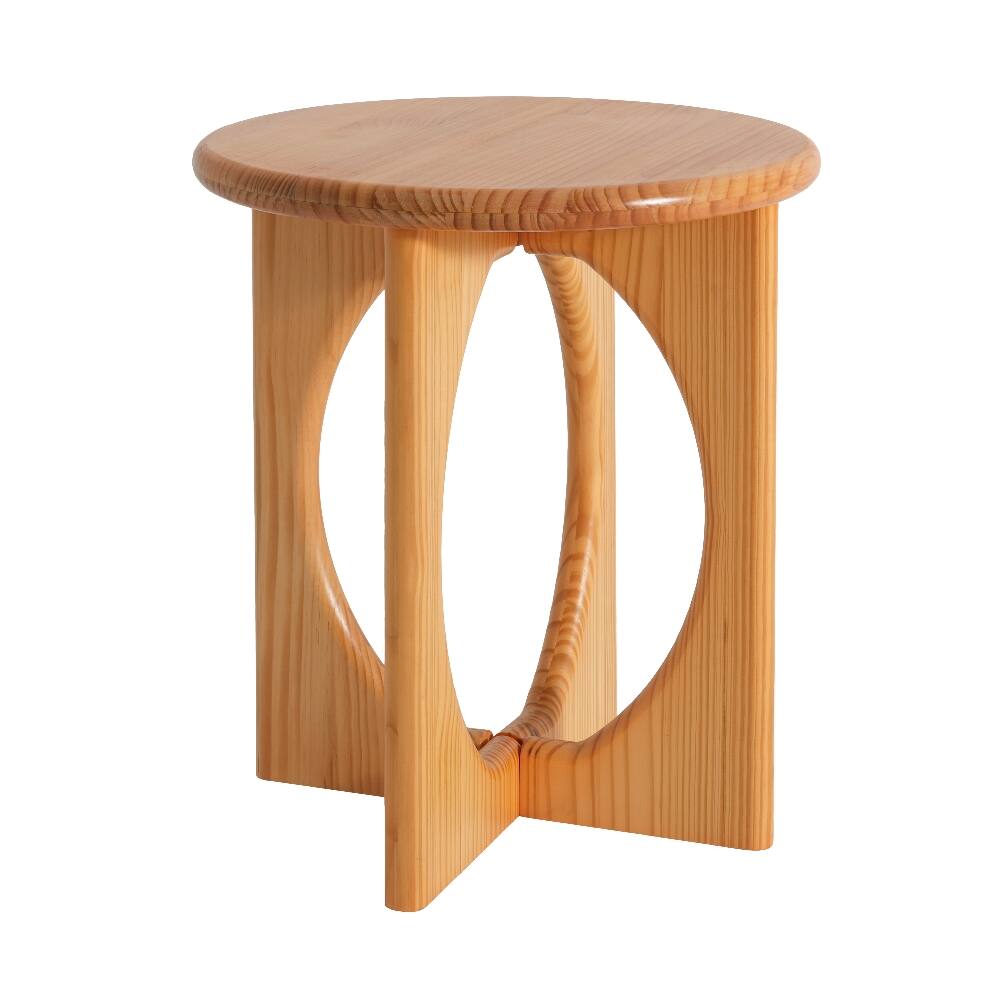 Alt View 1. Loheer - Loheer Natural Pine End Table Round Side Table Geometric Cross-Leg Modern Accent Table for Living Room - Natural.