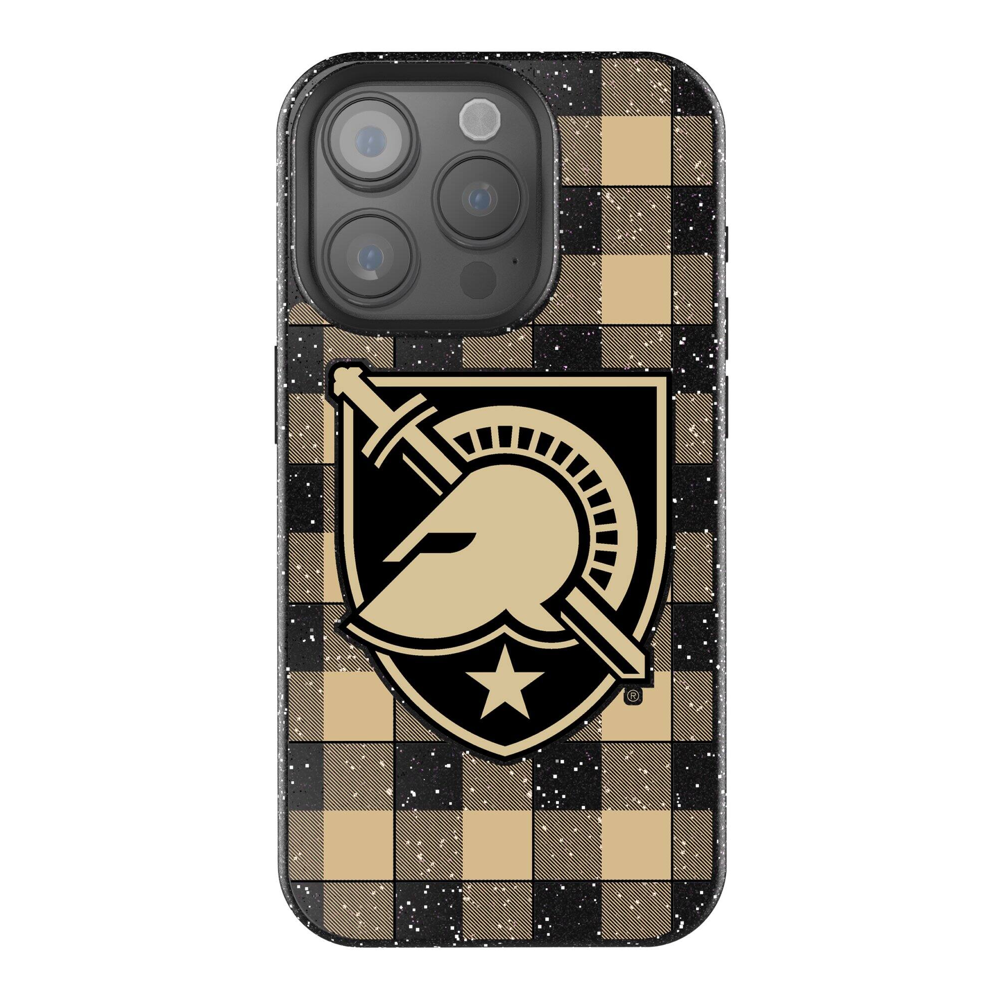 Front. Keyscaper - Army Black Knights Plaid Bling iPhone Case - 14 - Black.