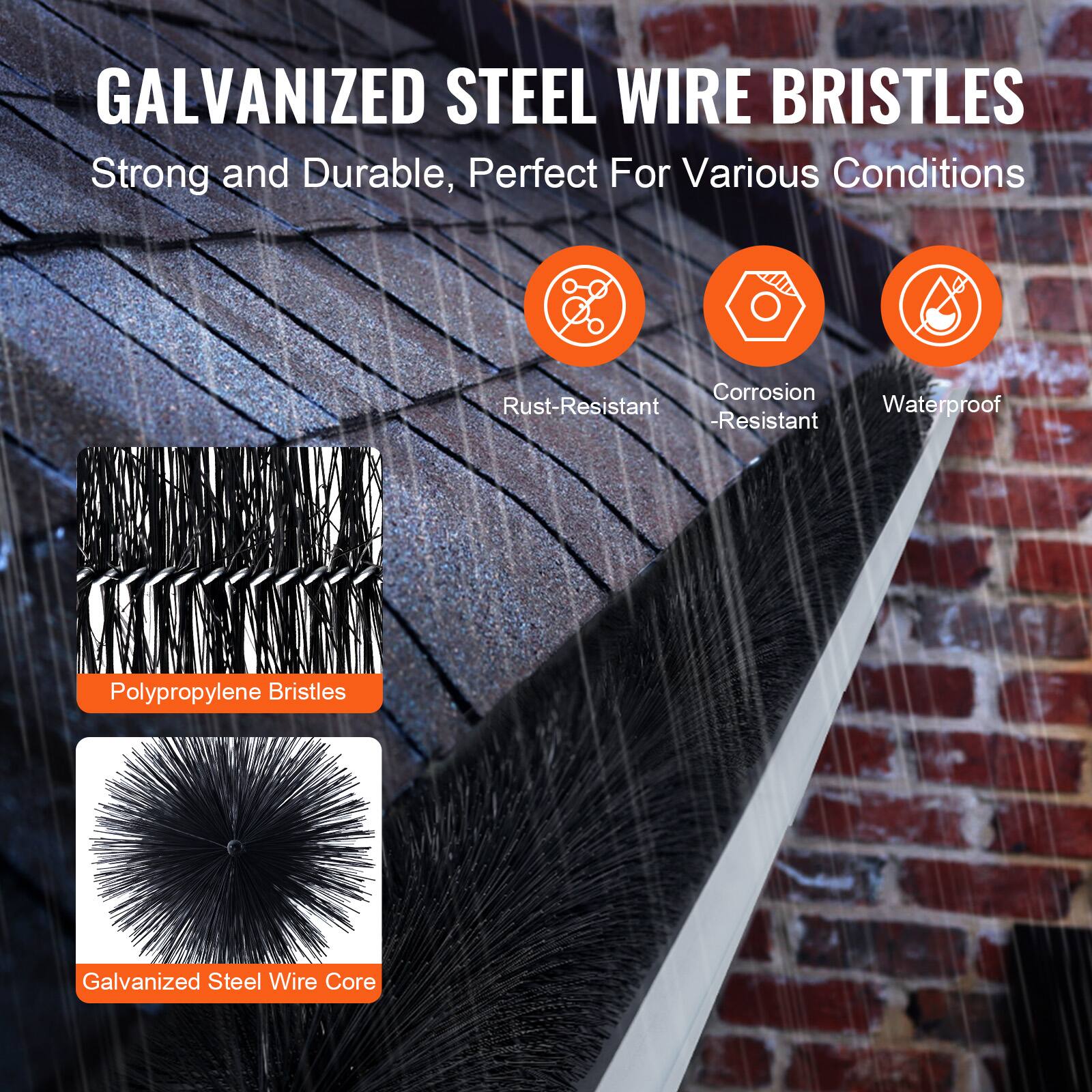 GALVANIZED STEEL WIRE BRISTLES  
Strong and Durable, Perfect For Various Conditions  

- Rust-Resistant  
- Corrosion-Resistant  
- Waterproof  

Polypropylene Bristles  
Galvanized Steel Wire Core