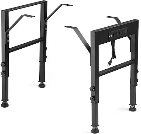 Front. TinyHomie - Workbench Frame Height Adjustable 28.5 to 33.8in Set of 4 Metal Table Legs Heavy Duty Industrial DIY Furniture Legs - Black.