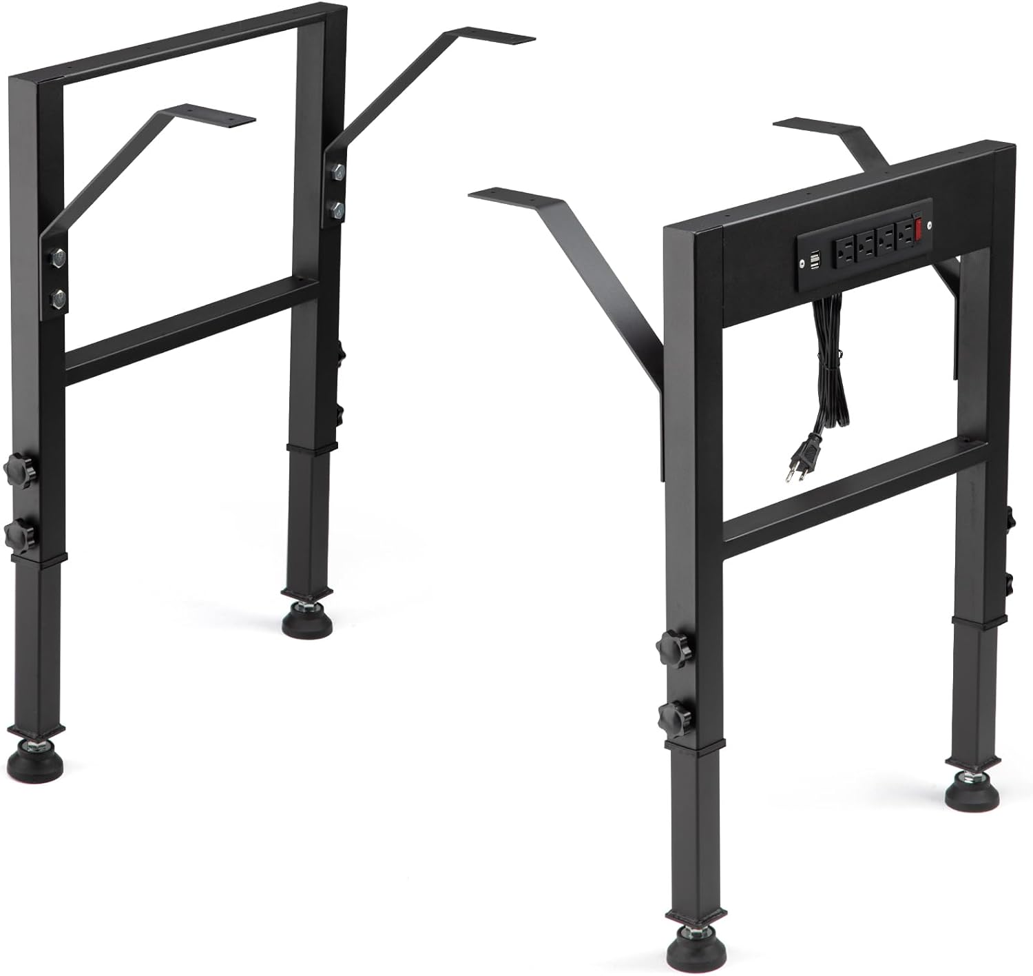 Front. TinyHomie - Workbench Frame Height Adjustable 28.5 to 33.8in Set of 4 Metal Table Legs Heavy Duty Industrial DIY Furniture Legs - Black.