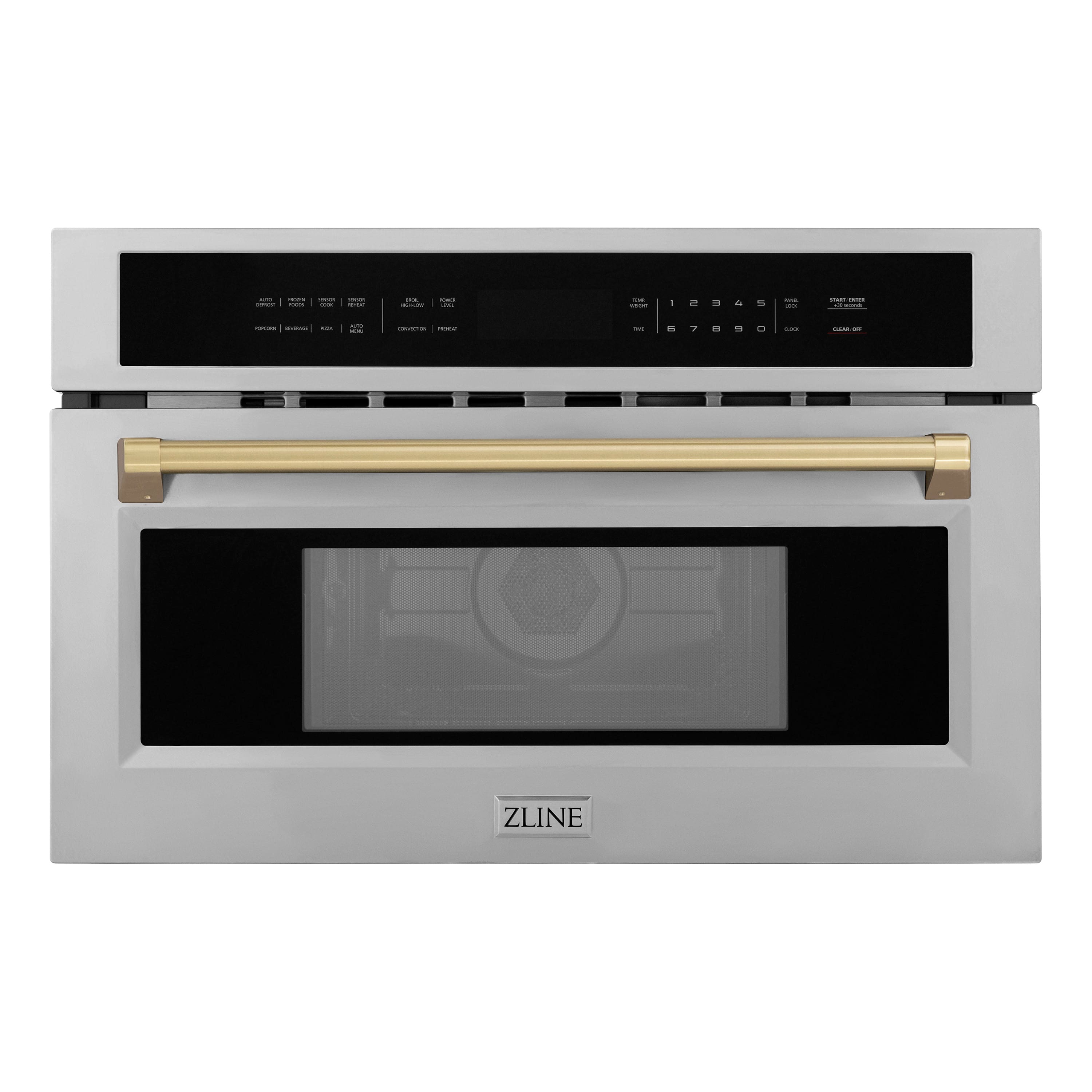 ZLINE - Autograph Edition 30 in. 1.6 cu. ft. Built-in Convection Microwave Oven and Champagne Bronze Accents - Stainless Steel