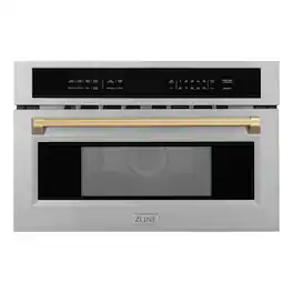 ZLINE - Autograph Edition 30 in. 1.6 cu. ft. Built-in Convection Microwave Oven and Champagne Bronze Accents - Stainless Steel