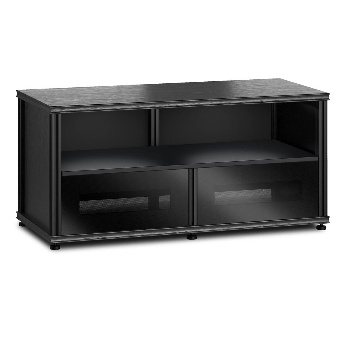 Front. Salamander Designs - Salamander Designs Synergy 223 Twin AV Cabinet (Black Oak with Black Glass & Black Posts) - Black Oak/Black.