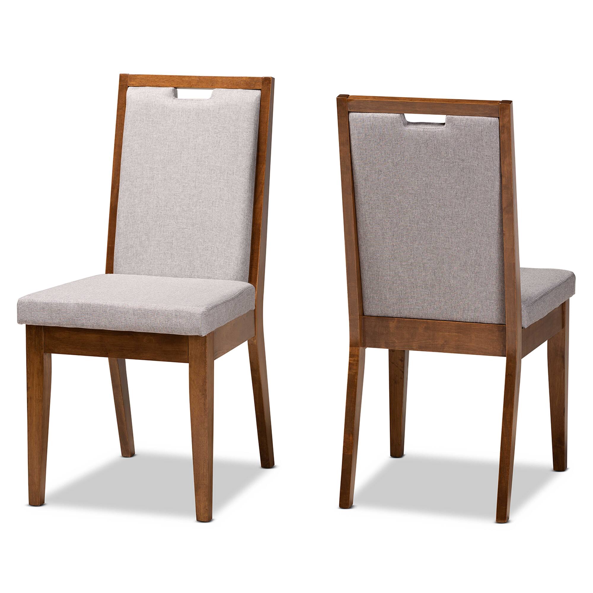 Front. Baxton Studio - Octavia Modern Fabric Upholstered and Finished Wood 2-Piece Dining Chair Set - Grey/Walnut Brown.