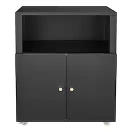 GARVEE - Printer Stand with Storage, Copier Printer Cabinet with 2 Doors Mobile Metal File Cabinet - Black