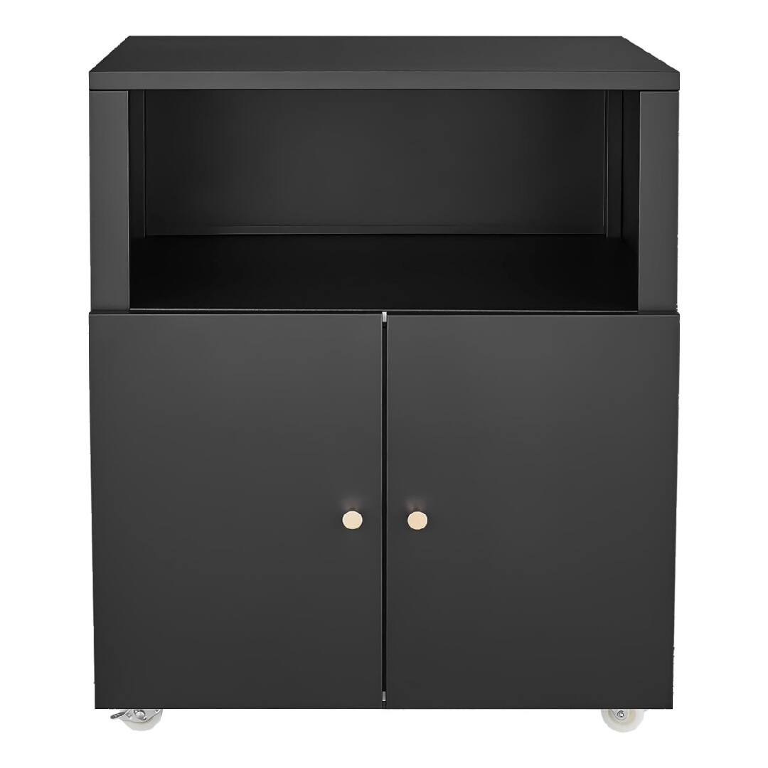 Front. GARVEE - Printer Stand with Storage, Copier Printer Cabinet with 2 Doors Mobile Metal File Cabinet - Black.
