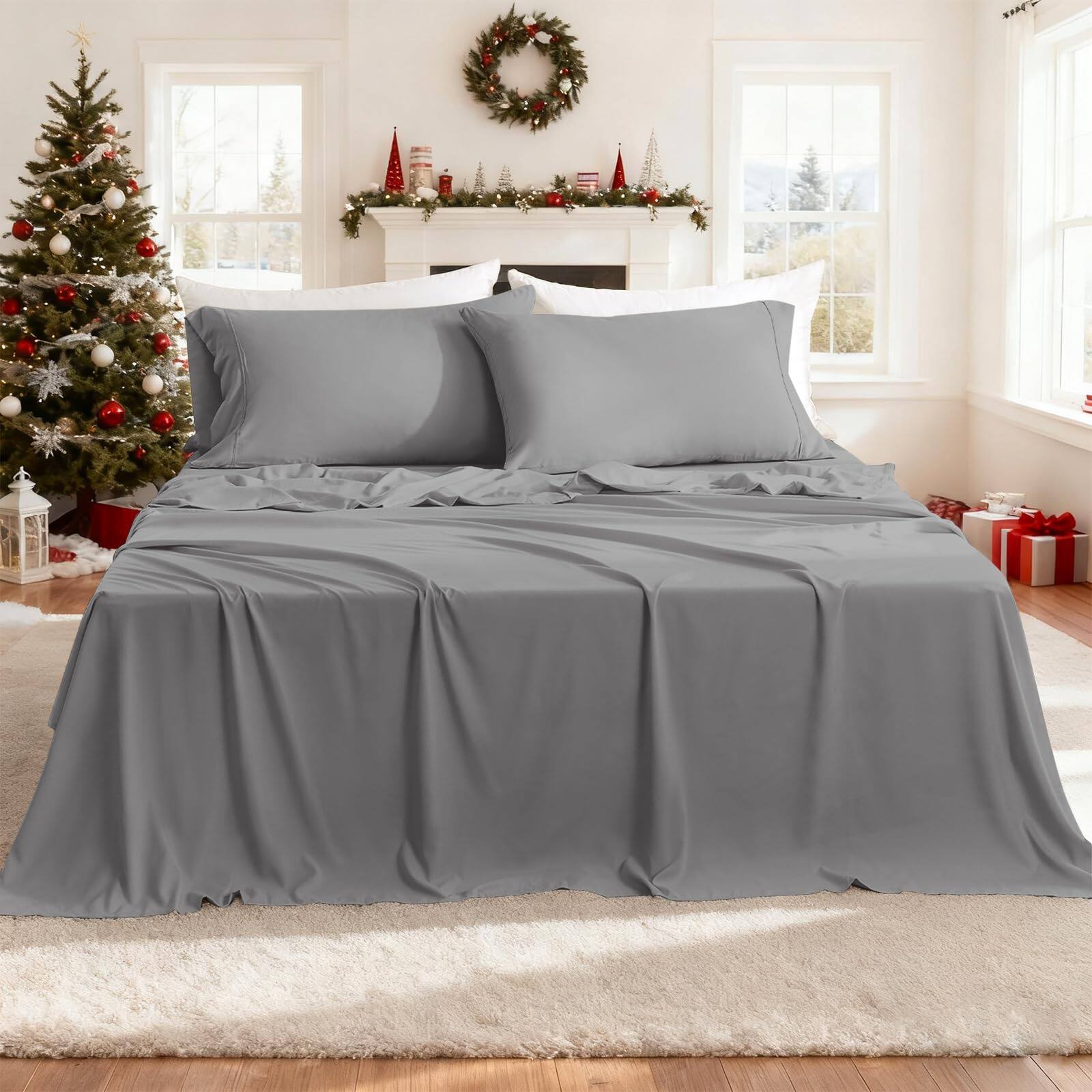 Front. Skar Audio - Breathable Full Sheet Set - Hotel Luxury Deep Pocket Sheets For Size Bed Fits Mattress Easy Care Wrinkle Fr... - Light Gray King.