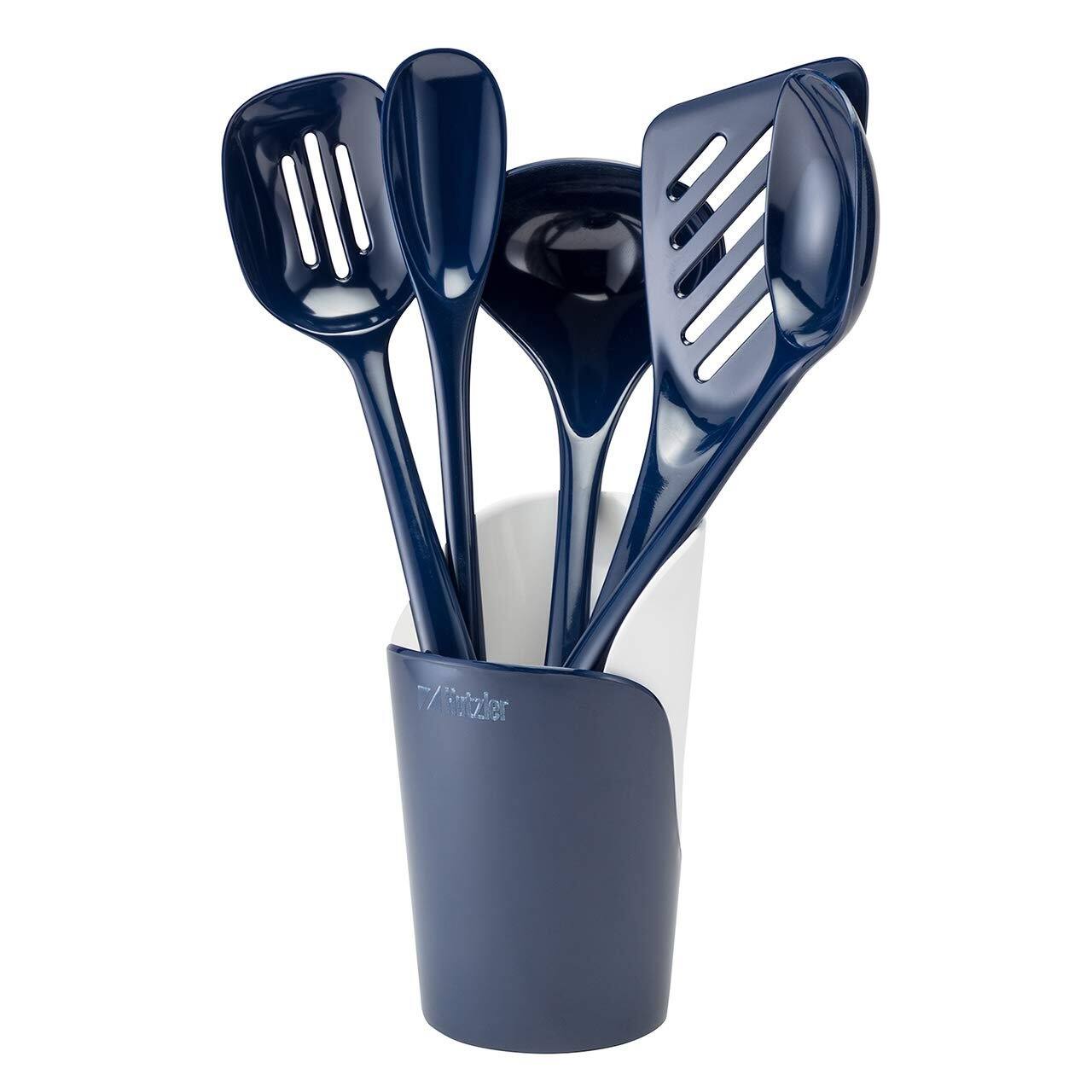 Hutzler - 6-piece Melamine Cooking Utensils Set and Storage Crock - Blue price history on PriceWatchPro