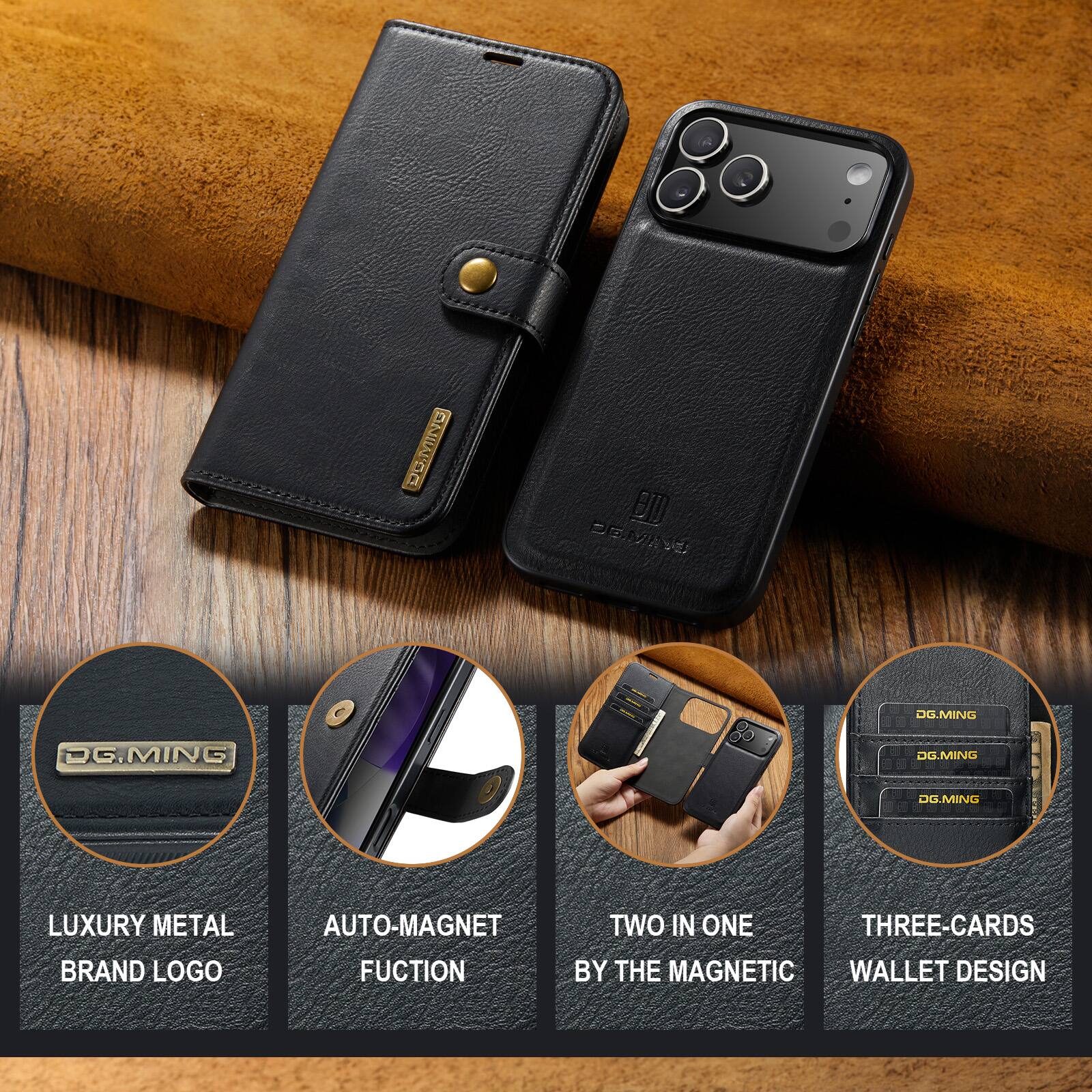 1. DG.MING
2. LUXURY METAL BRAND LOGO
3. AUTO-MAGNET FUNCTION
4. TWO IN ONE BY THE MAGNETIC WALLET DESIGN
5. THREE-CARDS WALLET DESIGN