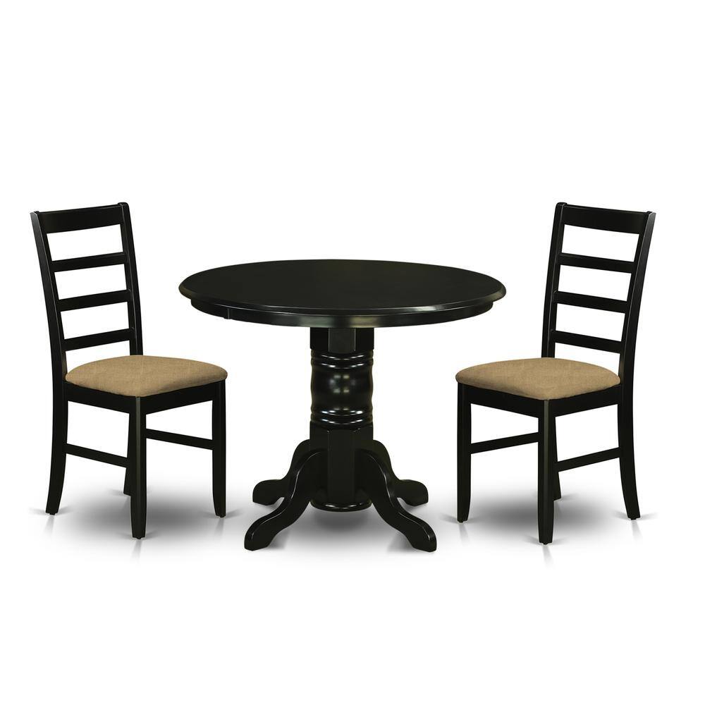 Back. East West Furniture - SHPF3-BLK-C 3 PcTable set for 2-Dining Table and 2 dinette Chairs - Black.