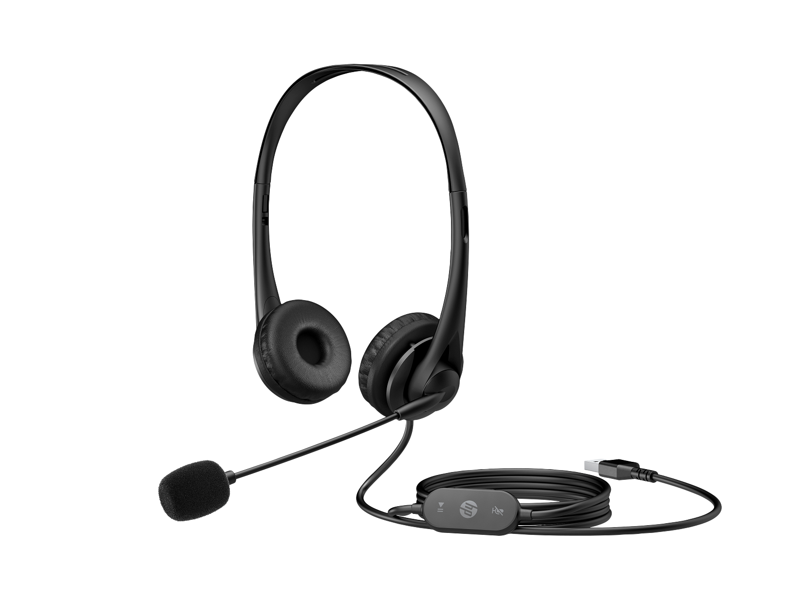 Front. HP - HP Stereo USB Headset G2 - Black.
