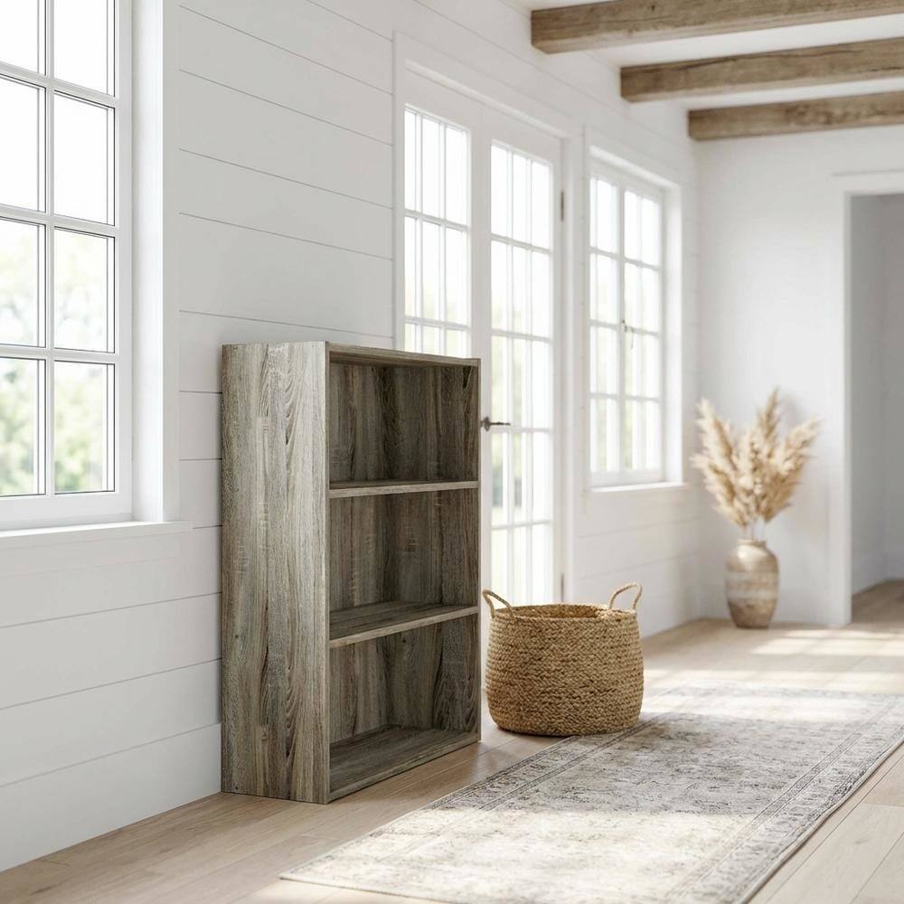 Angle. FurniFact - Wooden Bookcase with Adjustable Shelf and Modern Design for Living Room - Sonoma Oak.