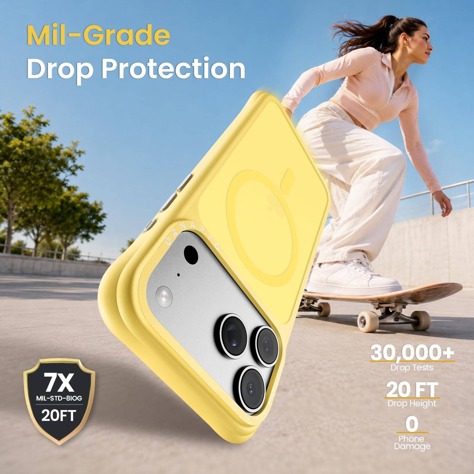 Mil-Grade Drop Protection

SMART

7X MIL-STD-810G 20FT

30,000+ Drop Tests

20 FT Drop Height

0 Phone Damage