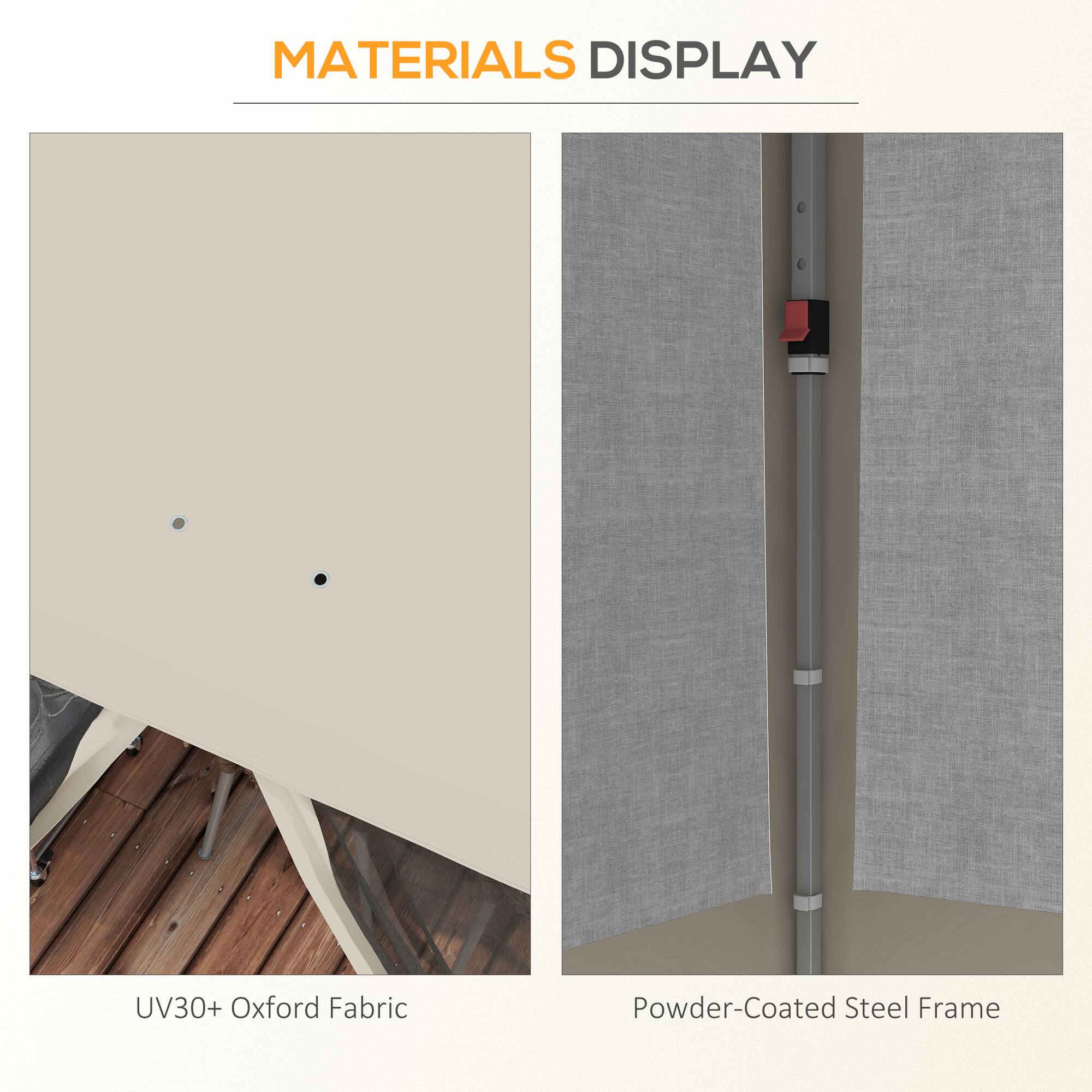 MATERIALS DISPLAY

UV30+ Oxford Fabric
Powder-Coated Steel Frame