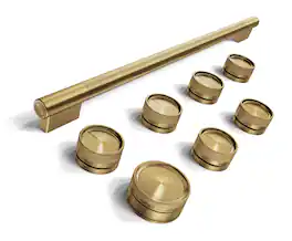 KitchenAid - Handle and Knob Hardware Accessory Kit for 36" Commercial-Style Dual Fuel Range - Brass Grip