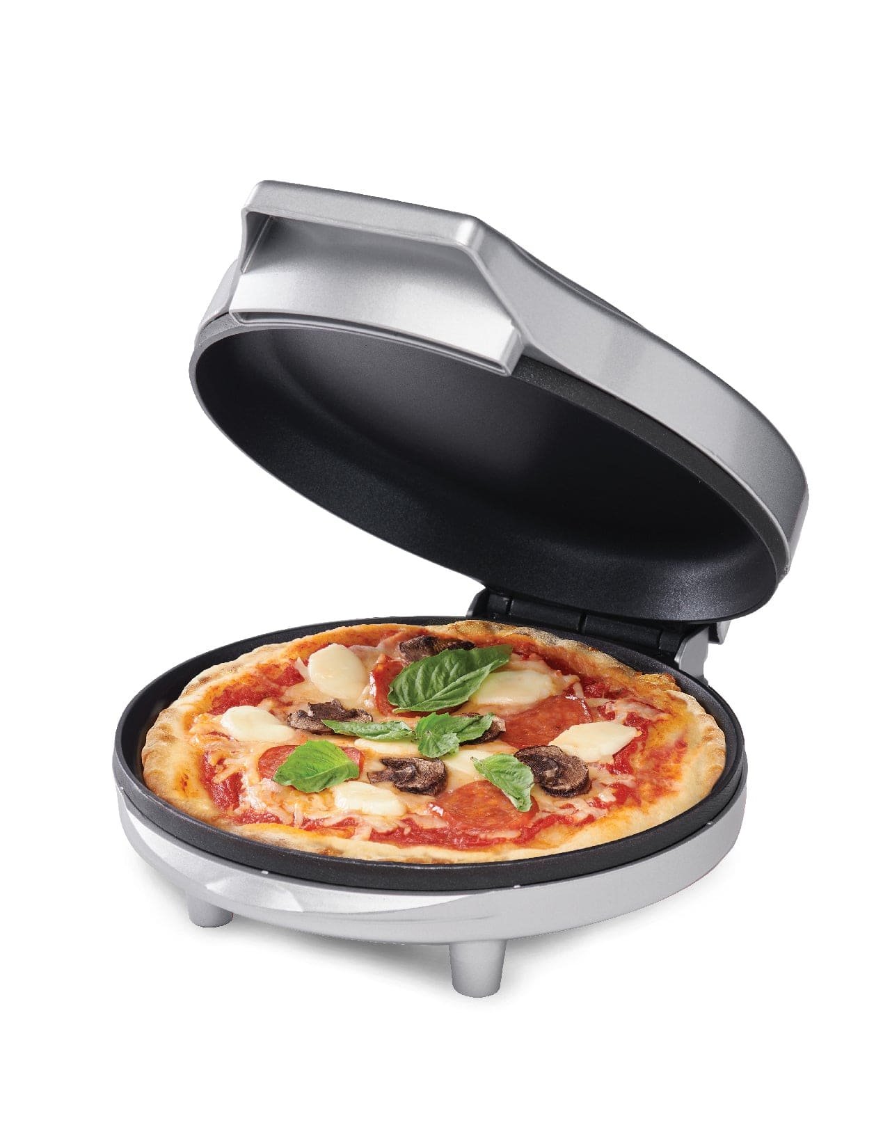 Betty Crocker - Pizza Maker and Electric Grill, Nonstick Pan for Pizzas - Sliver