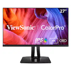 Front. ViewSonic - VP2756-4K 27" IPS LCD 4K UHD Monitor (DisplayPort USB, HDMI) - Black.