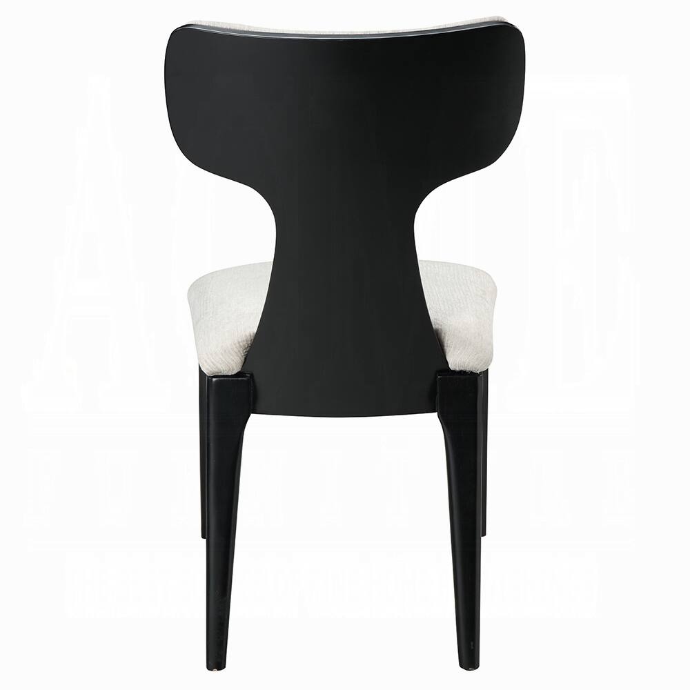 Alt View 3. Manhattan Lane - Kiri Dining Side Chair Set of 2, White Chenille Seat, Black Wood Legs - White, Black.