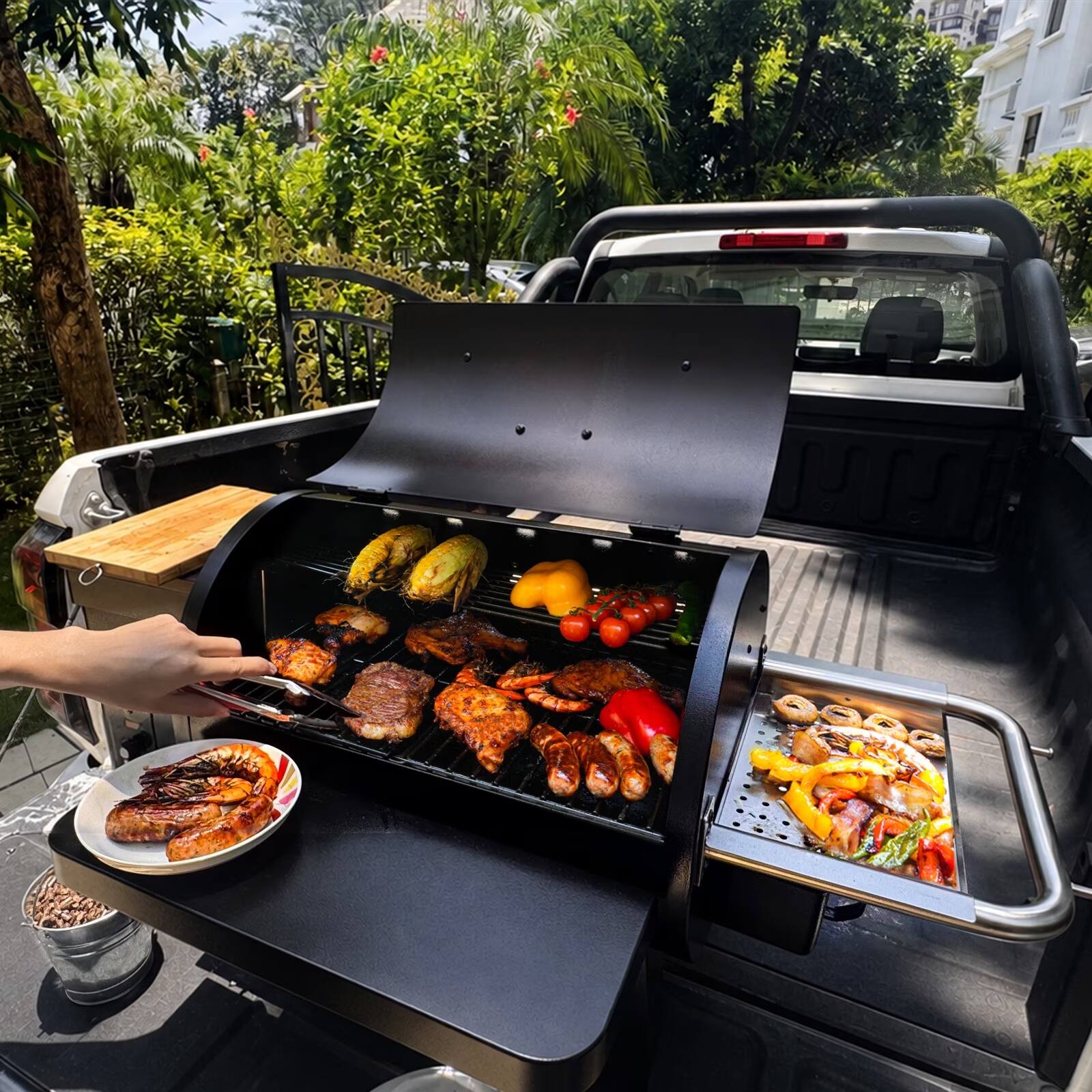 Alt View 6. KingChii - 485-sq in Brown Portable Wood Pellet Grill with Detachable Legs and PID Control.