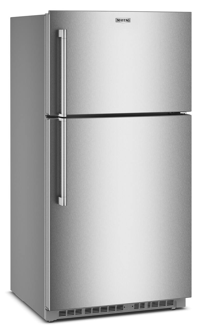Angle. Maytag - 21 Cu. Ft. Top-Freezer Refrigerator with Factory-Installed Ice Maker - Fingerprint-Resistant Stainless Finish.