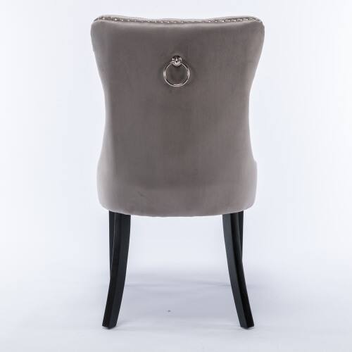 Alt View 1. LUCKY ONE - Assembled Tufted Velvet Dining Chair Set of 2 with Wood Legs Nailhead Trim High Back - Gray.