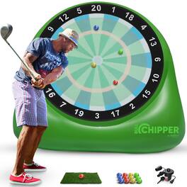 Swooc Games - Bull Chipper - Giant Golf Darts (Over 6ft Tall) with 10+ Golf Games - Golf Chipping Game with Air Pump - Yard Games - Green