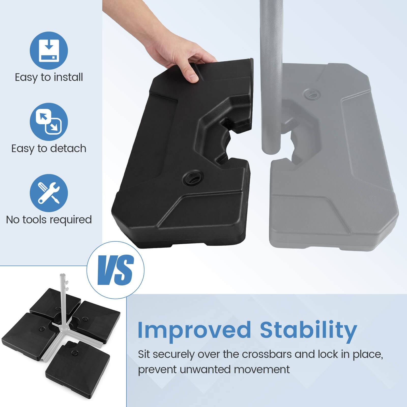 Easy to install  
Easy to detach  
No tools required  

VS  

Improved Stability  
Sit securely over the crossbars and lock in place, prevent unwanted movement
