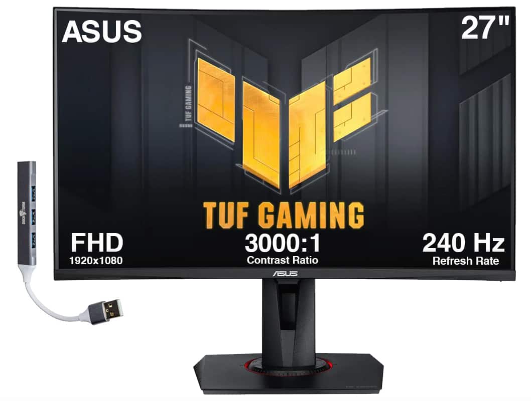 ASUS - TUF 27" FHD VA Gaming Monitor, 1ms Response Time, Anti-Glare, Flicker Free, Displayport, HDMI & DKZ Hub - Black