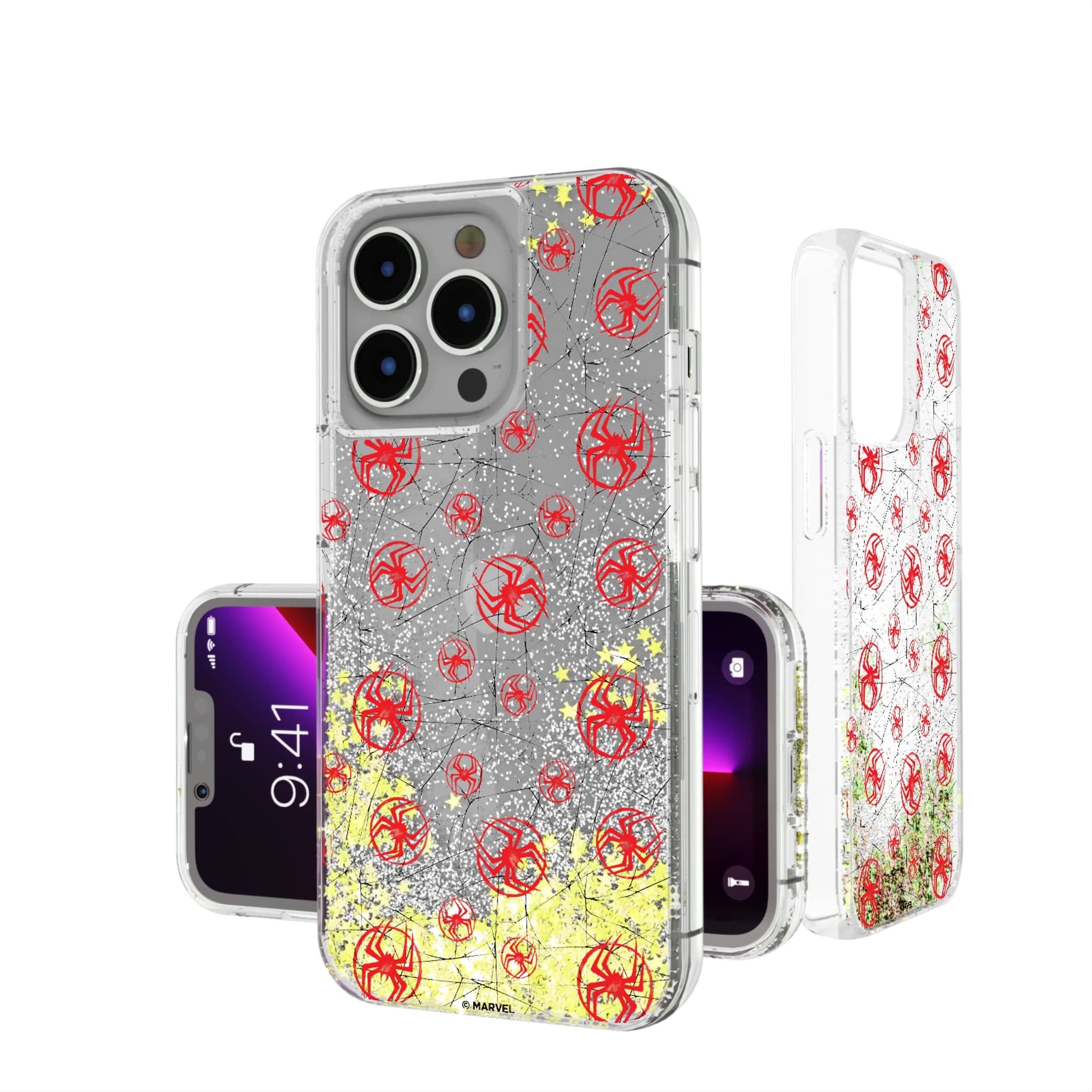 Keyscaper - Marvel Pattern Glitter Phone Case - Apple iPhone 15 Pro Max - Miles Morales