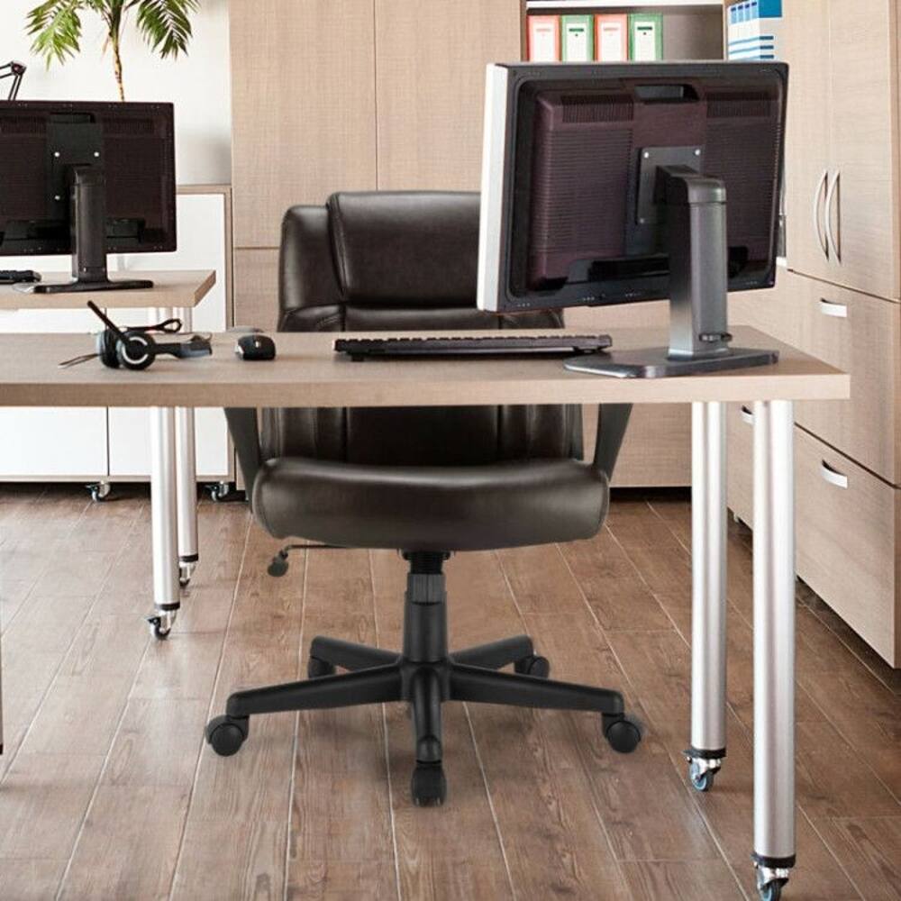 Angle. Loheer - Loheer Leather Executive Office Chair Adjustable Computer Desk Chair Brown PU Ergonomic Swivel Chair - Brown.