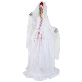 Costway - Halloween Animatronic Standing Bride 7.2 FT Haunted House Decoration Sounds - White