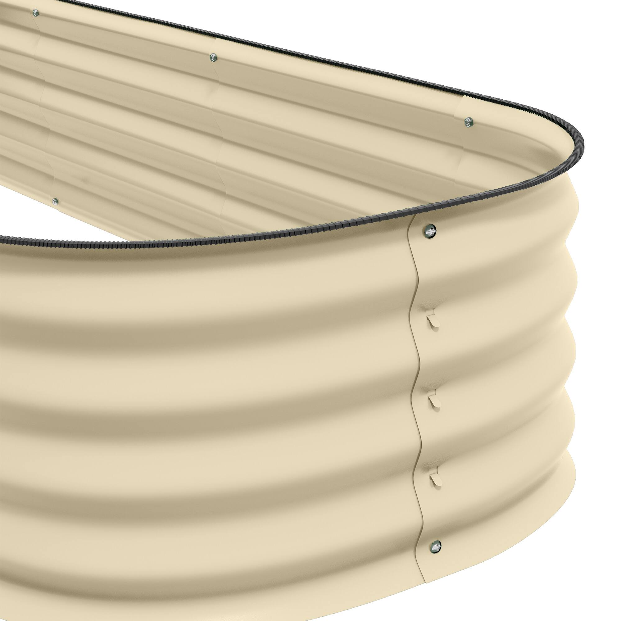 Alt View 7. Outsunny - 8' x 2' x 1' Galvanized Raised Garden Bed Kit, Outdoor Metal Elevated Planter Box with Safety Edging - Cream White.